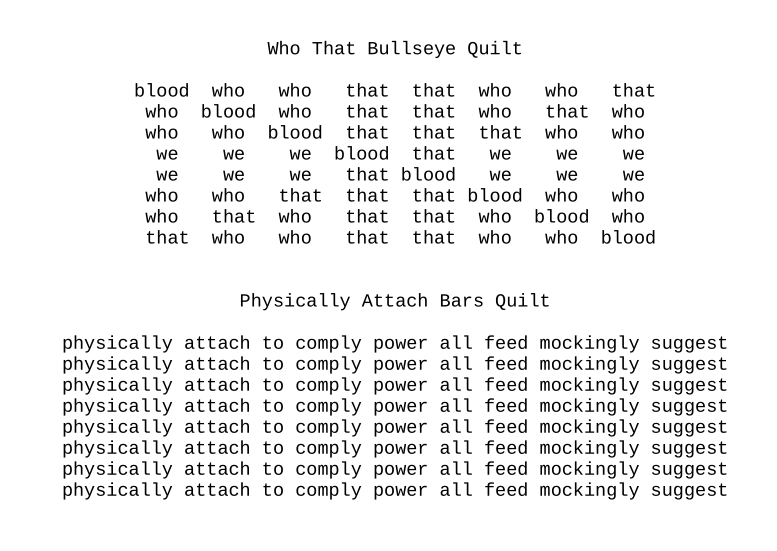 Figure 3: Two example poems from the PDF of Quilt Poems, a generated book
