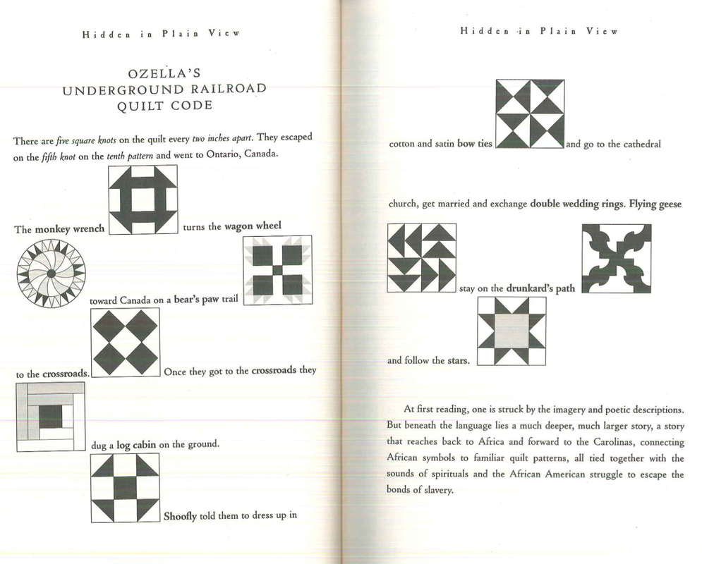 Figure 8: Tobin, J, & Dobard, R. G. (1999). Hidden in plain view: The secret story of quilts and the Underground Railroad. New York, NY: Doubleday.
