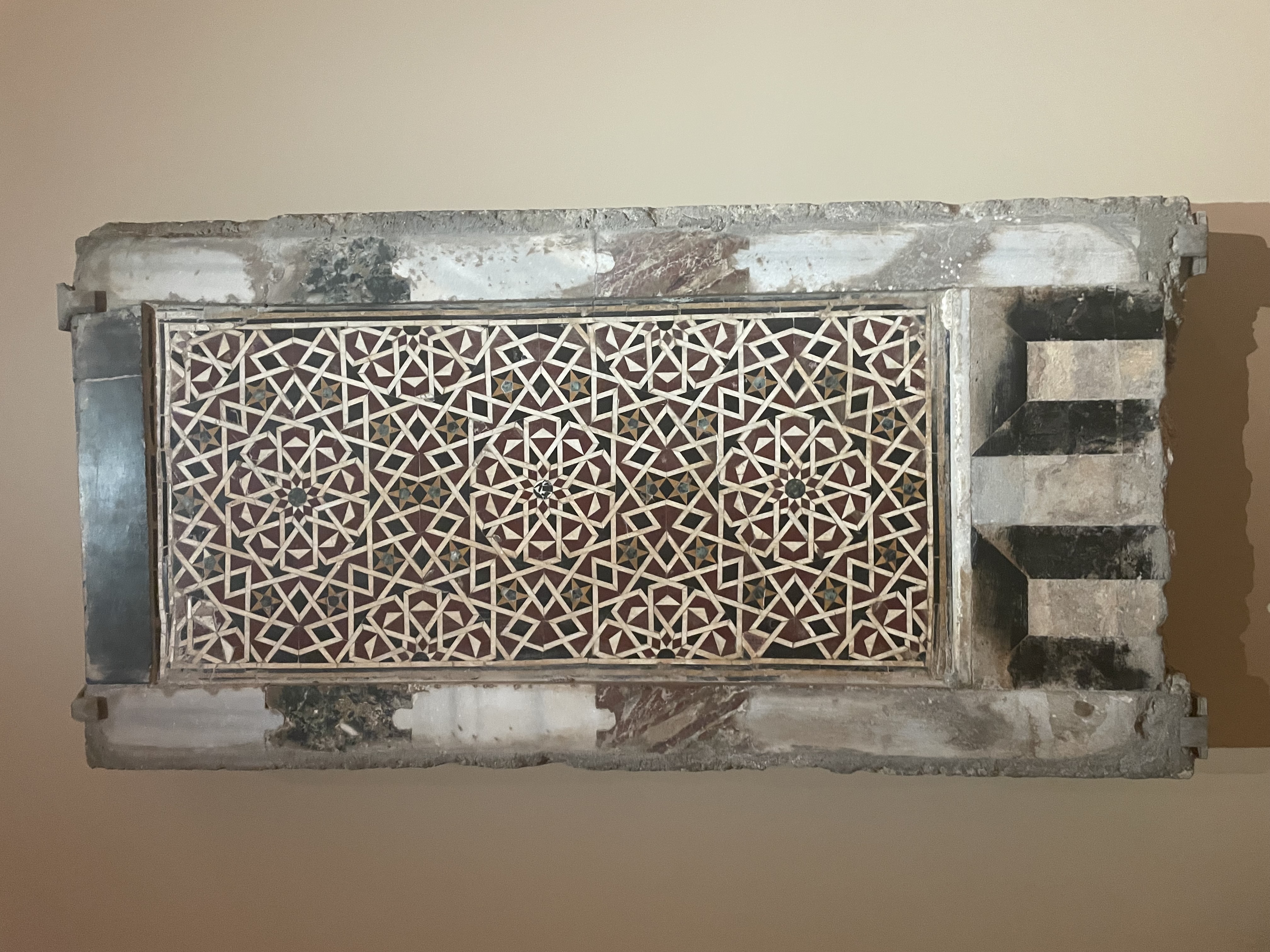 Figure 12: Wall Panel with Geometric Interlace, Egypt, Mamluk period (1250–1517), 15th century. Carved and inlaid wood with geometric design. Image taken at The Metropolitan Museum of Art.