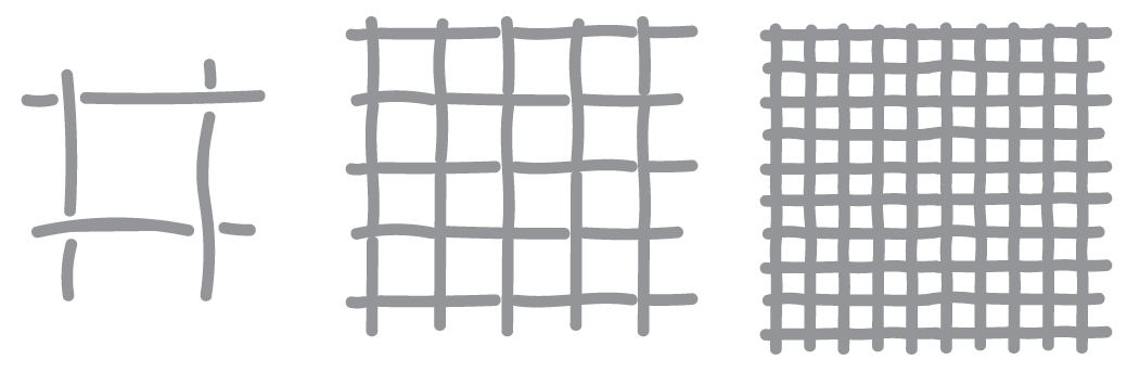 Figure 1: Construction of loom-woven cloth. Drawing by the author.